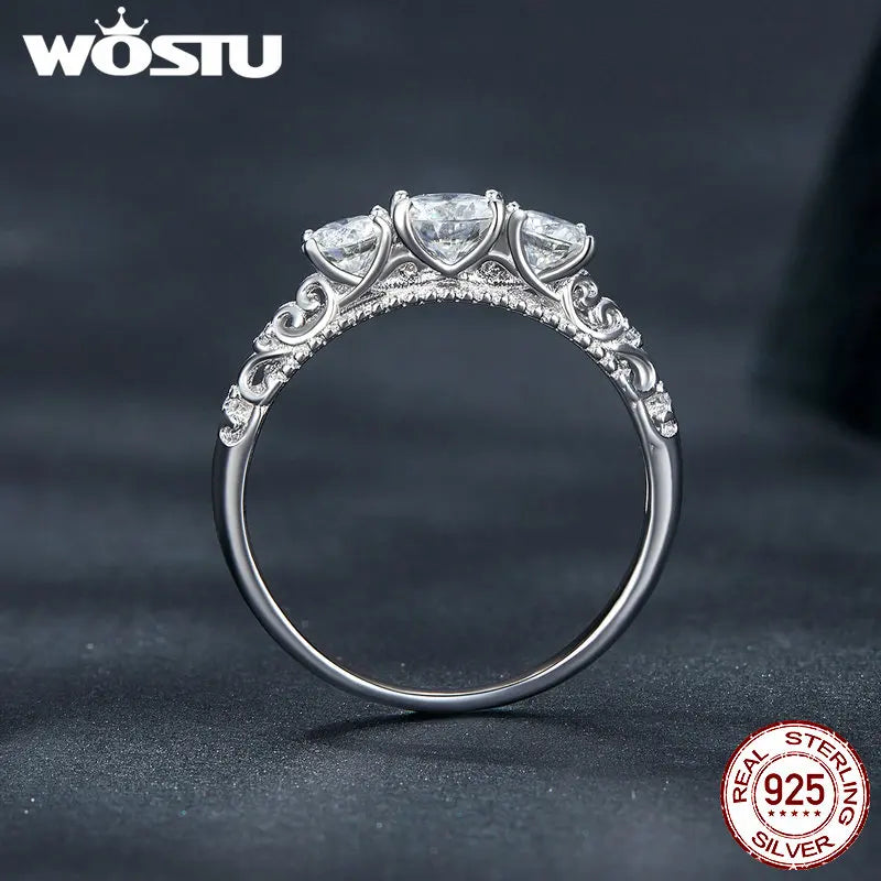 WOSTU 1.1CT Moissanite Ring 925 Sterling Silver Zircon Setting Elegant Jewelry for Women Engagement Anniversary Wedding Gift