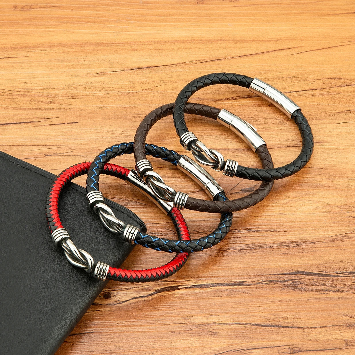 TYO Minimalist Sport Style Men Stainless Steel Woven Genuine Leather Bracelet Toggle-Clasps Design Fashion Bangle Birthday Gift - Madeinsea©