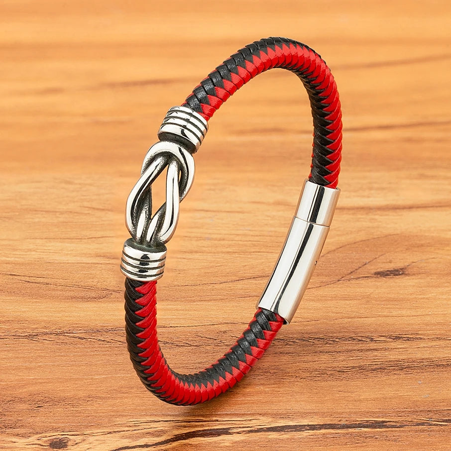 TYO Minimalist Sport Style Men Stainless Steel Woven Genuine Leather Bracelet Toggle-Clasps Design Fashion Bangle Birthday Gift - Madeinsea©