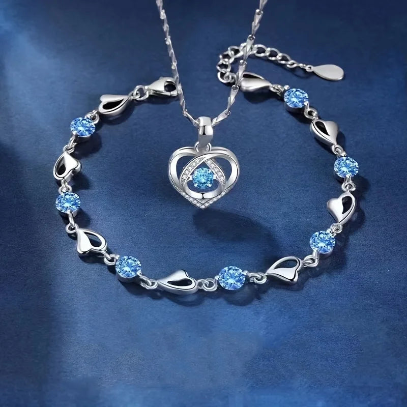 2 teile/satz Ozean Herz Armband Halskette Schmuck Set