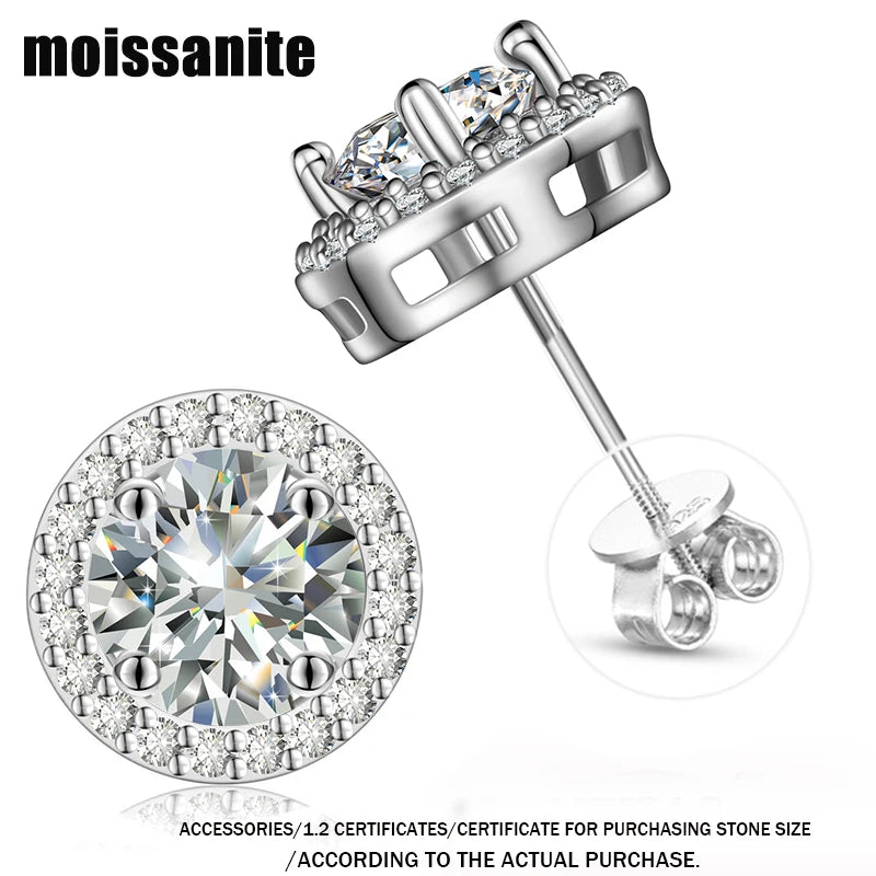 Boucles d'oreilles unisexes TUHE en moissanite VVS1, argent 925, bijoux fins, 3 mm/4 mm/5 mm, cadeau idéal pour femme