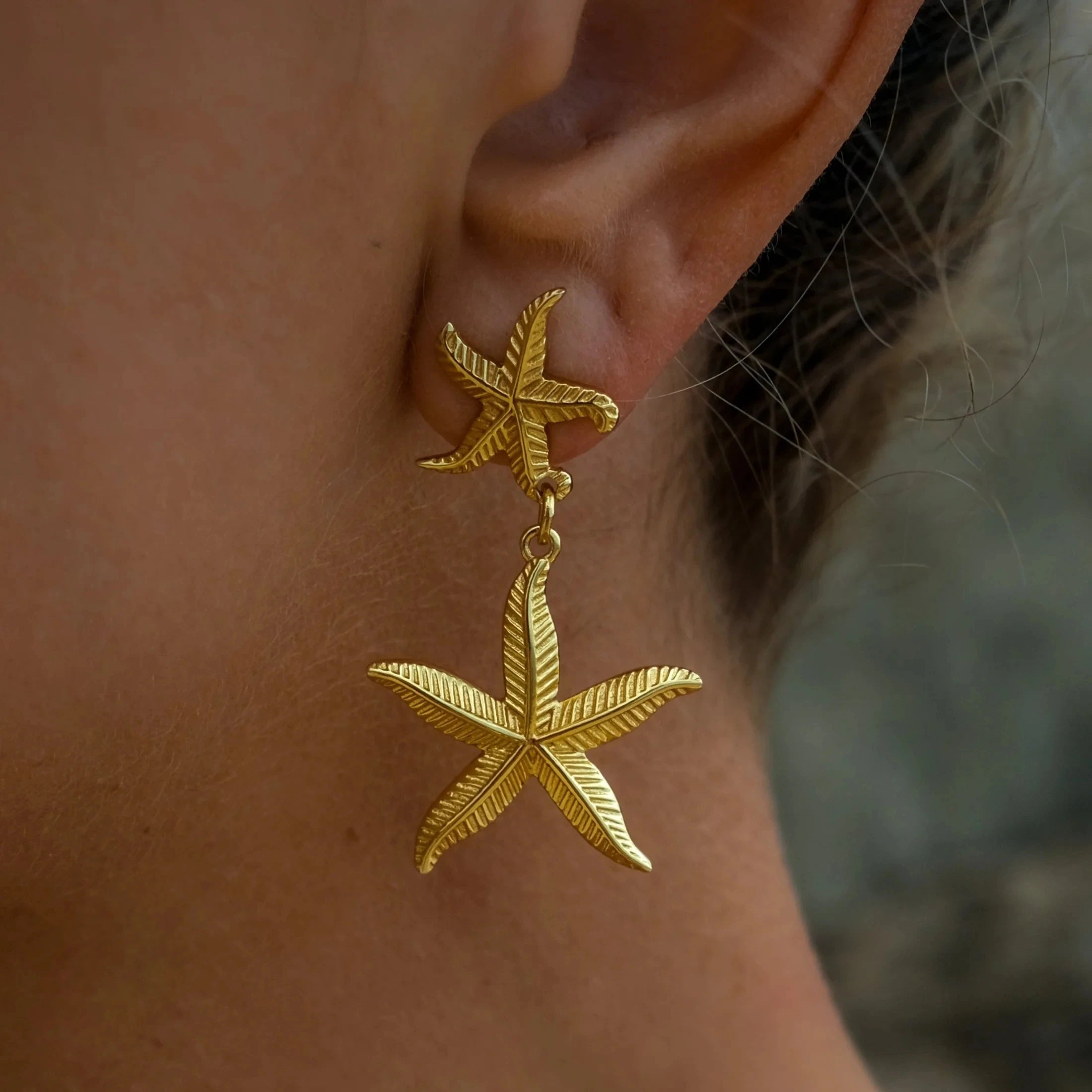 Gold starfish earrings clearance