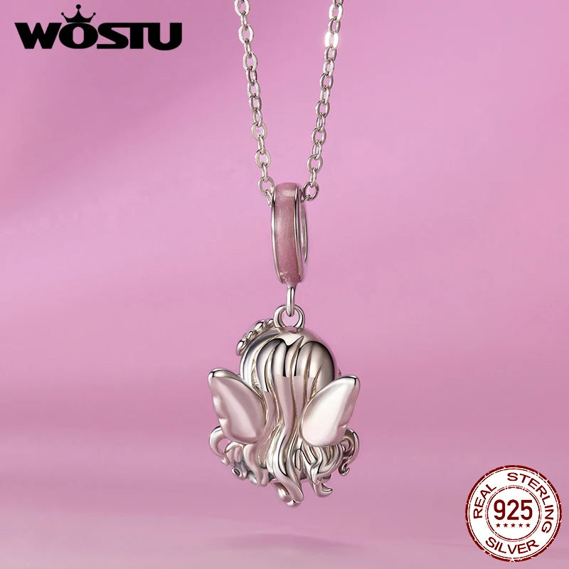WOSTU 925 Sterling Silver The World Tarot Card Charm Pendant For Women , Original Rainbow Beads DIY Jewelry making