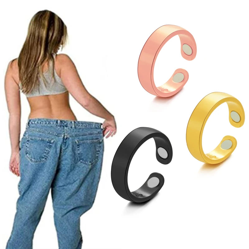 Fashion Magnetic Therapy Ring for Women Men Slimming Healthcare Magnet Finger Ring Punk Weight Loss Health Care Jewelry Gifts