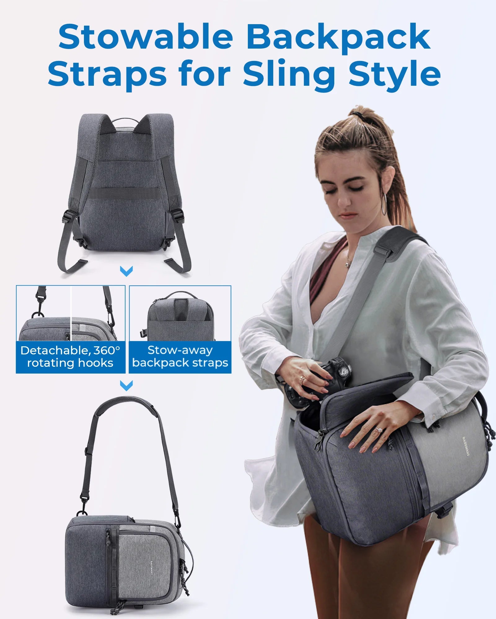 BAGSMART Camera Backpack for Photographers DSLR SLR Camera Backpacks Waterproof Backpack Fit up to 12.9" iPad with Tripod Holder