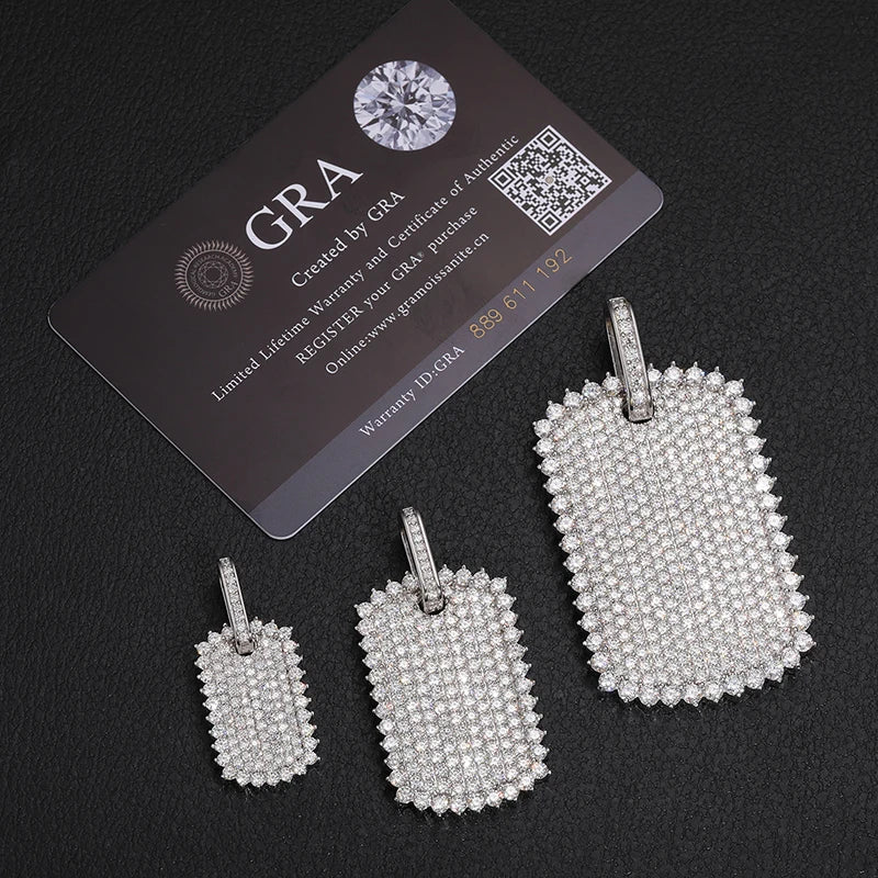 Full Moissanite Luxury Square Pendant Necklace For Men Hip Hop Jewelry