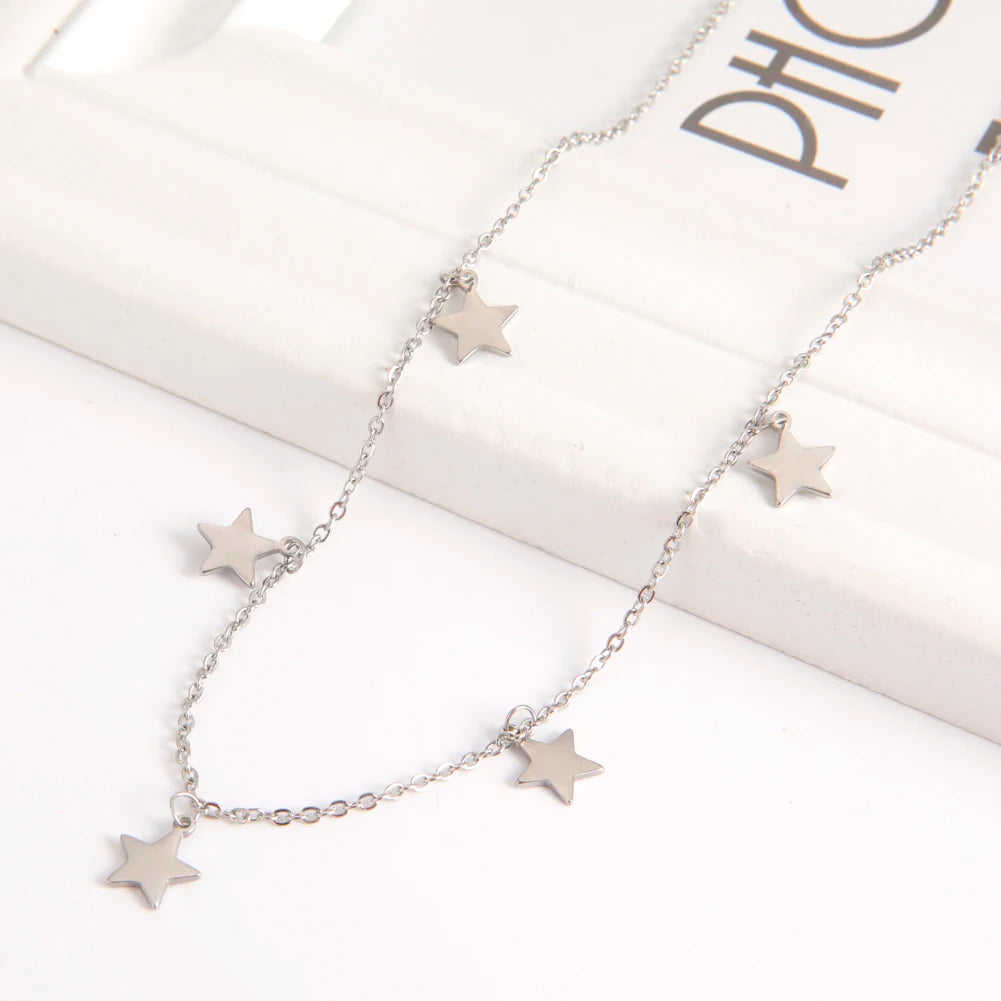Stainless Steel Necklace for Women Simple Star Pendant Necklace Fashion Women's Jewelry for Birthday Gifts