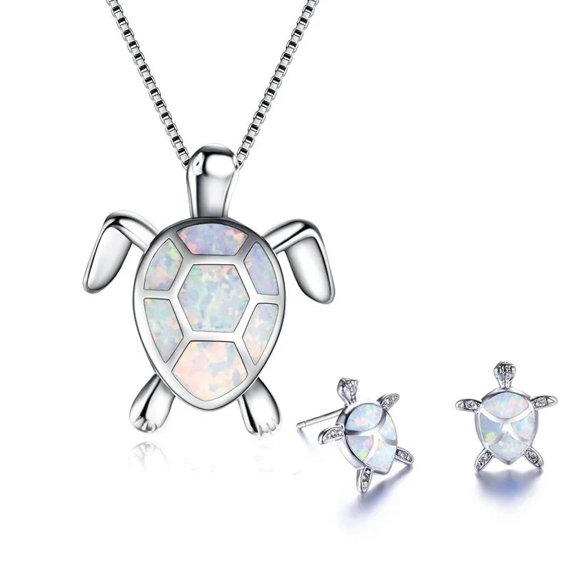 Pendant Cute Beautiful Turtle Animal Necklace And Earrings Necklace Jewelry Set For Ladies Wedding Christmas Gift