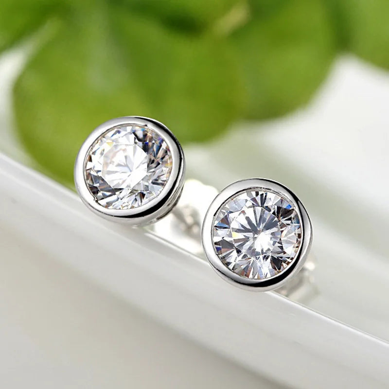 925 Silver Stud Earring for Women Bizuteria Aros Mujer Oreja Gemstone 925 Black White Diamond Jewelry Garnet Earring for Girl