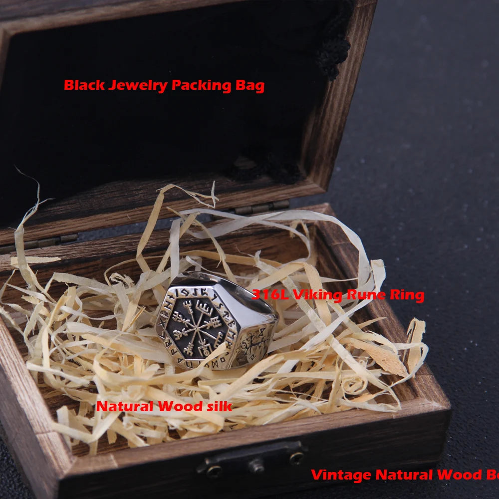 Stainless Steel Viking Compass Runic Ring - Madeinsea©