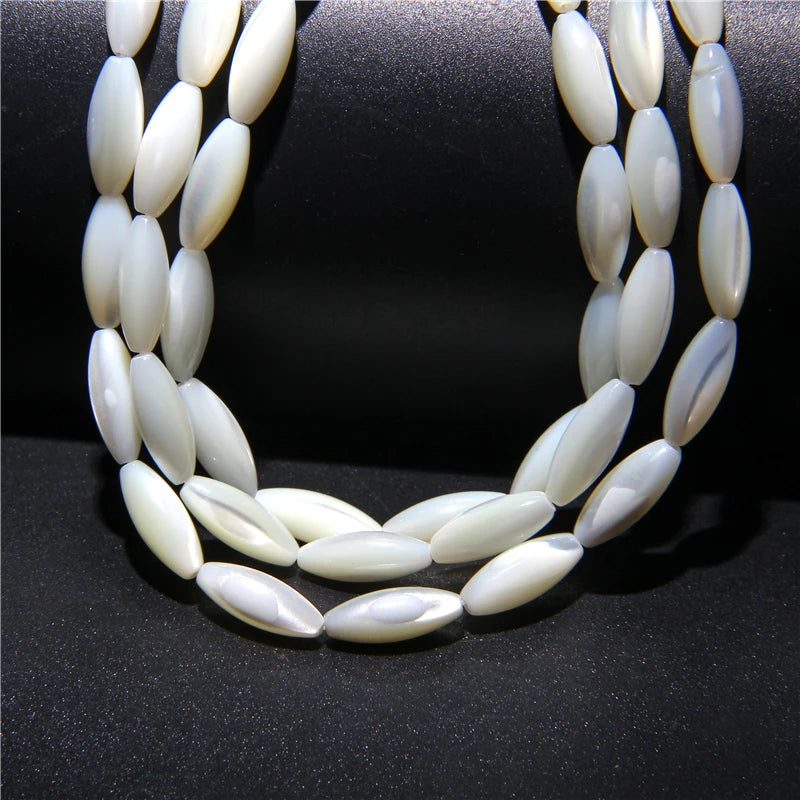 Natural White Mother of Pearl Shell Beads Oval Round Freshwater Shell Beads for Jewelry Making Necklace Bracelet DIY 15" - Madeinsea©