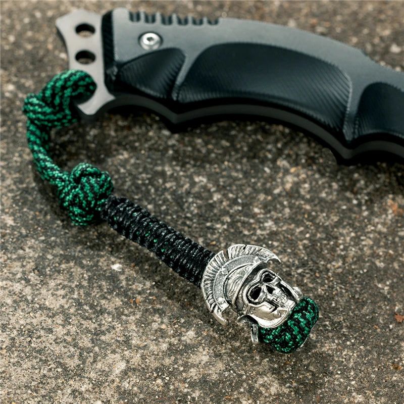 MKENDN New Design Japanese demon Evil mask Men Keychains Backbag Knife Pendant Men Survival Lanyard Rope Handmade Jewelry Gifts