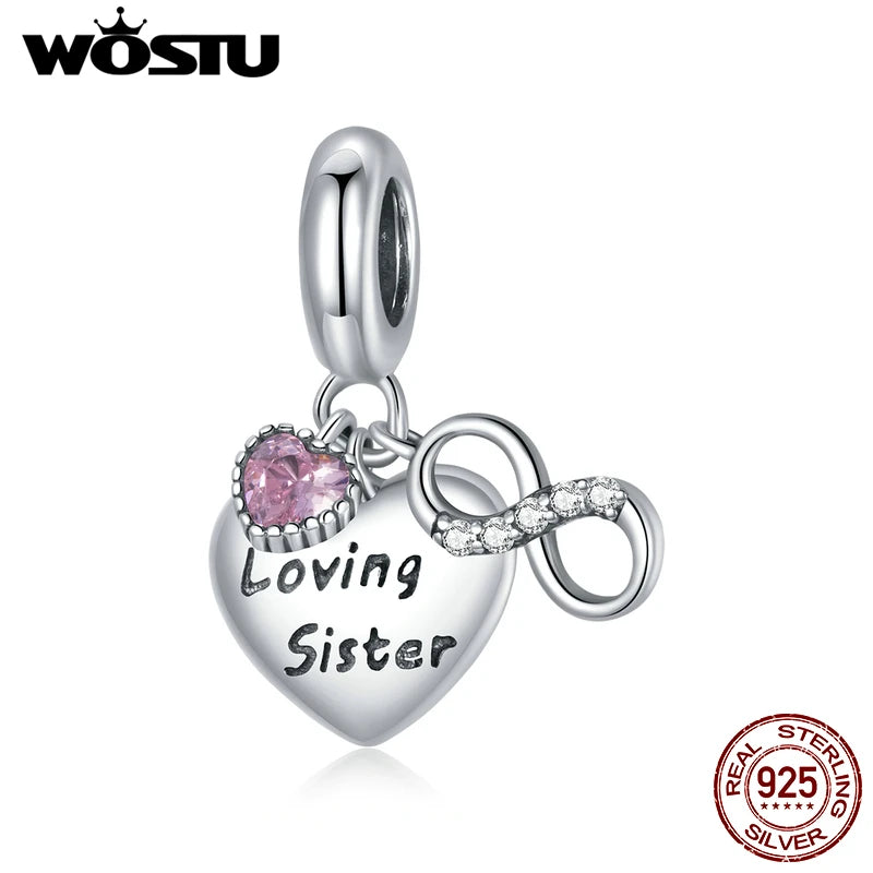 WOSTU Authentic 925 Sterling Silver Hot Sale Endless Love Charm Pendant Fit Bracelet Women Party Fashion DIY Jewelry Gift Making
