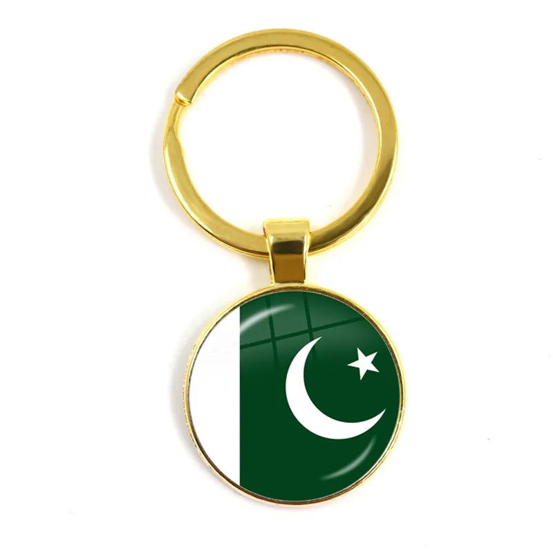 Porte-clés drapeau national de Malaisie, du Laos, du Danemark, de Norvège, de Suède et de Slovaquie, cabochon en verre de 25 mm, cadeau pour femmes et hommes