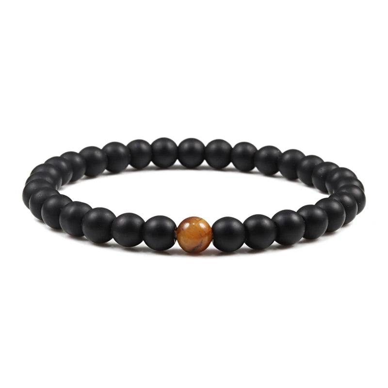 Hot Sale 2pcs/Set Couples Beaded Bracelets Tiger Eye Black Lava Natural Stone Beaded Bracelets Malachite Energy Elastic Jewelry