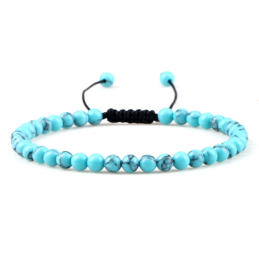 Adjustable 4mm Chakra Beads Bracelet Mini Natural Stone Agats Lava Tiger Eye Beaded Bracelets & Bangles Women Men Gift Jewelry