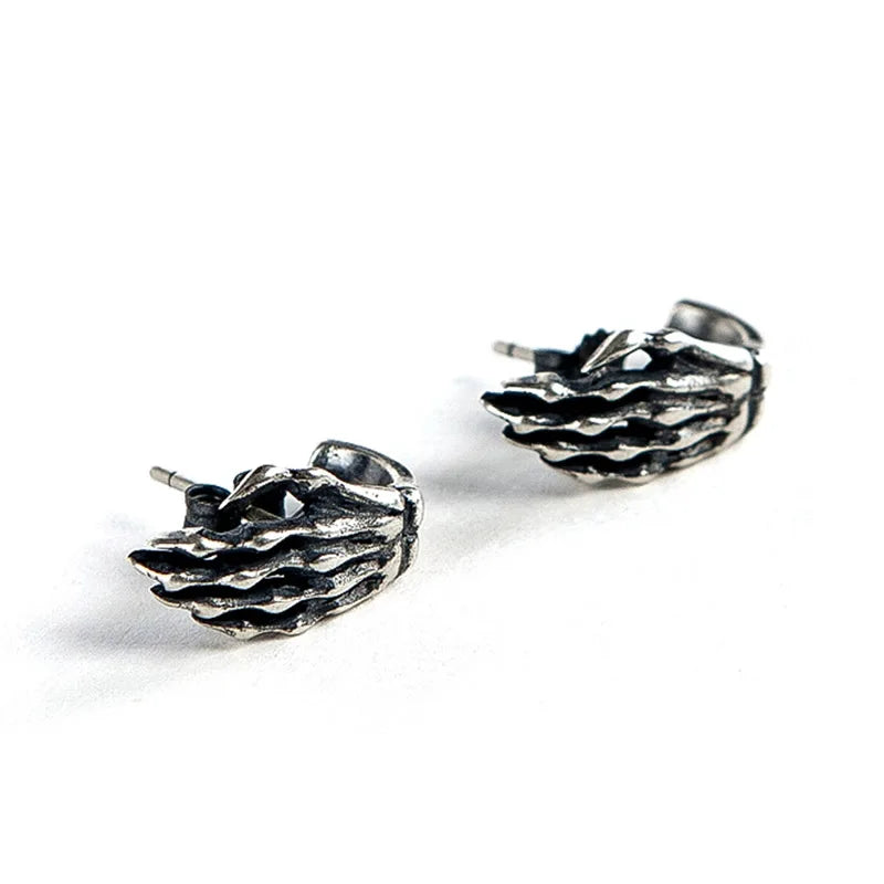 MKENDN 100% 925 Sterling Silver Creative Retro Skull Hand Bone Stud Earring Men Women Hip-hop Street Punk Gothic Ear Jewelry