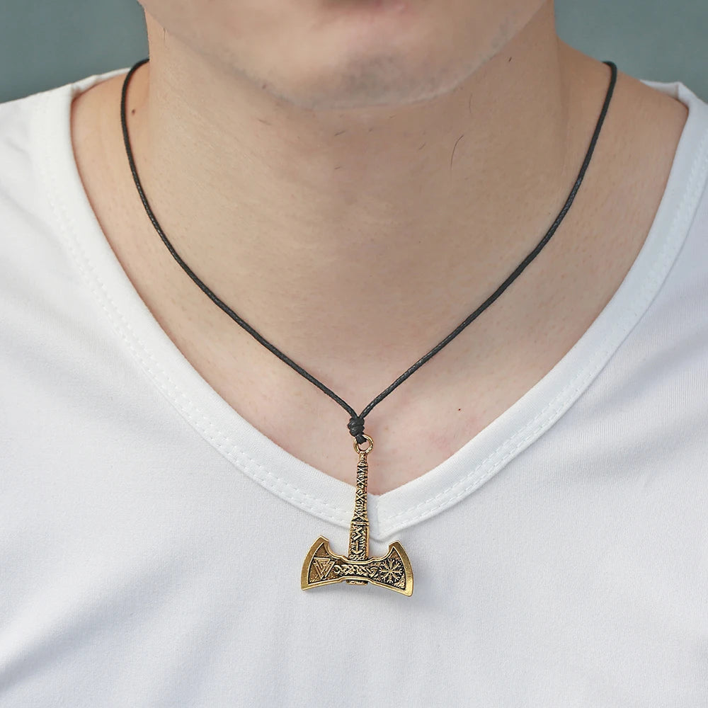 Viking Axe Necklace for Men with Norse Viking Runes - Madeinsea©