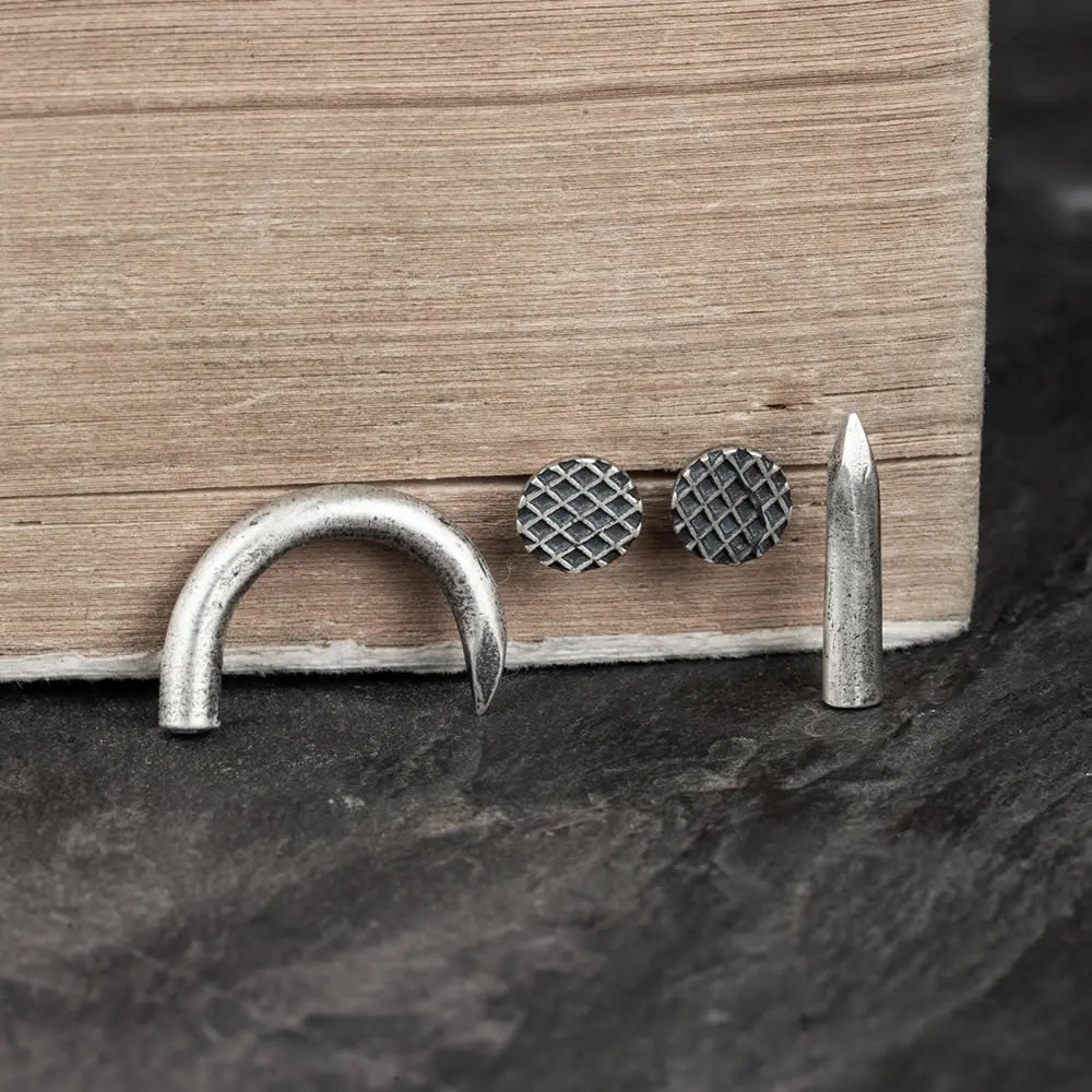 MKENDN 100% 925 Sterling Silver Creative Retro Oxidized Black Nail Stud Earring Trendy Street Punk Style Ear Pin For Men Women