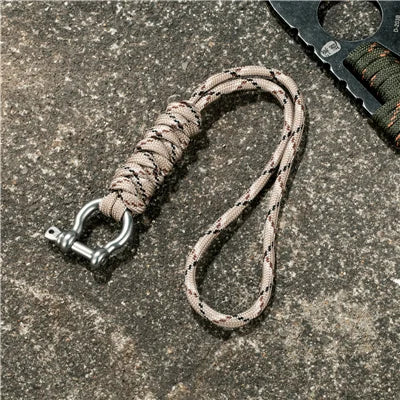 Outdoor Style Paracord Keychain Lanyard D Bow Buckle High Strength Parachute Cord Self-defense Emergency Survival Tool Key Ring