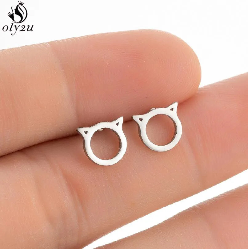 Korean Cute Stainless Steel Animal Earrings for Women Small Bat Octopus Fish Penguin Stud Earrings Trendy Jewelry Friends Gifts