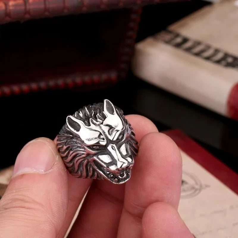 2025 Vintage Wolf Head Rings For Men Jewelry Accessories Punk Stainless Steel Rock Biker Rings Wholesale