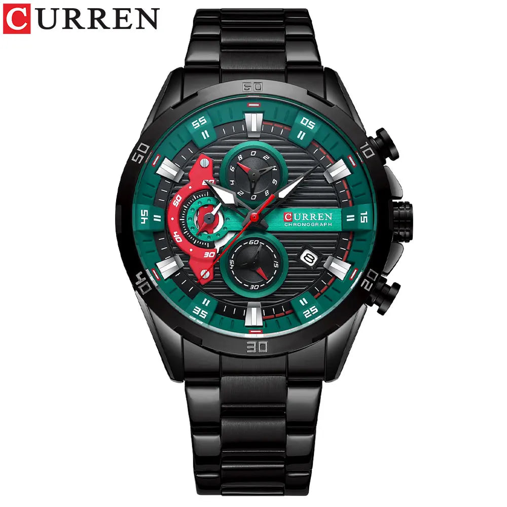 CURREN Stainless Steel Watches for Mens Creative Fashion Luminous Dial with Chronograph Clock Male Casual Wristwatches - Madeinsea©