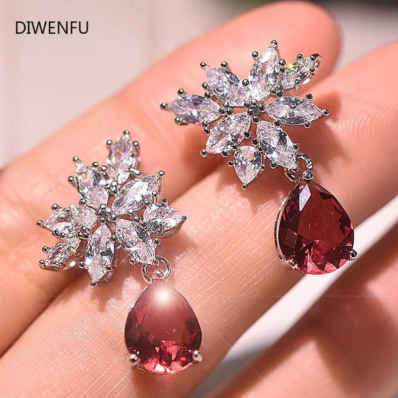 2021 Natural Ruby Drop Earrings Women S925 Sterling Silver 8-9mm Bread Oval Ethnic Freshwater Cultured Fine Jewelry Wedding Gift