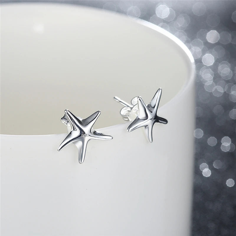 DOTEFFIL 925 Sterling Silver Starfish Stud Earrings For Woman Wedding Engagement Fashion Party Charm Jewelry - Madeinsea©