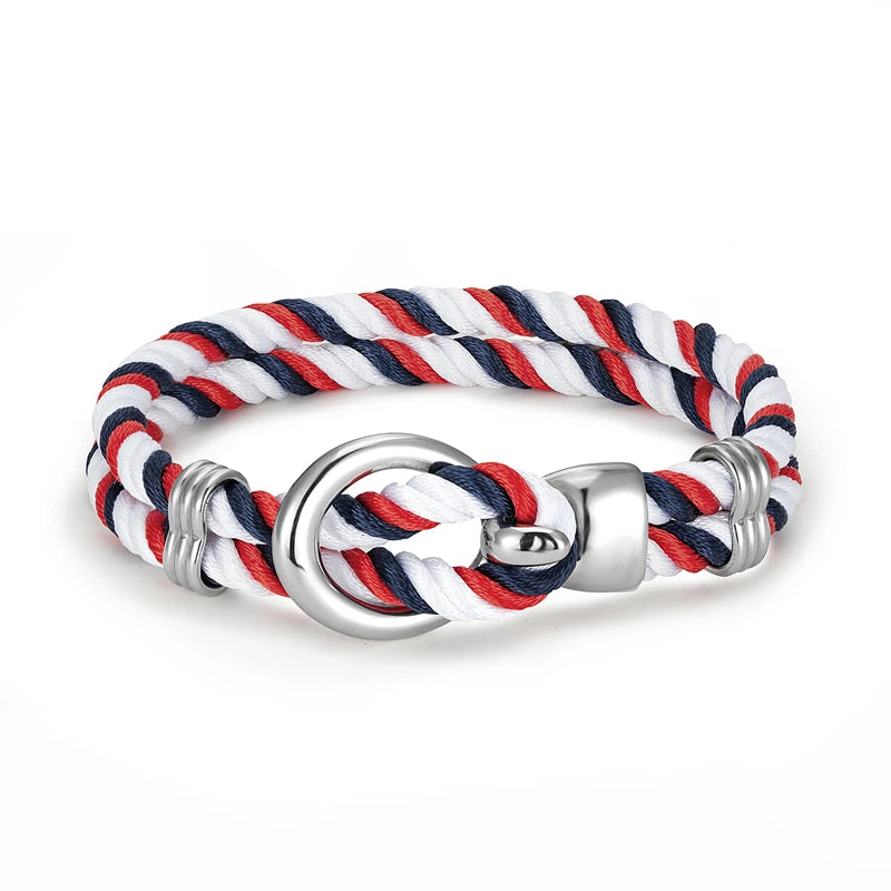 MKENDN Fashion Men Women Anchor Bracelets Charm Nautical Survival Rope Chain Paracord Bracelet Male Wrap Metal Sport Hooks - Madeinsea©