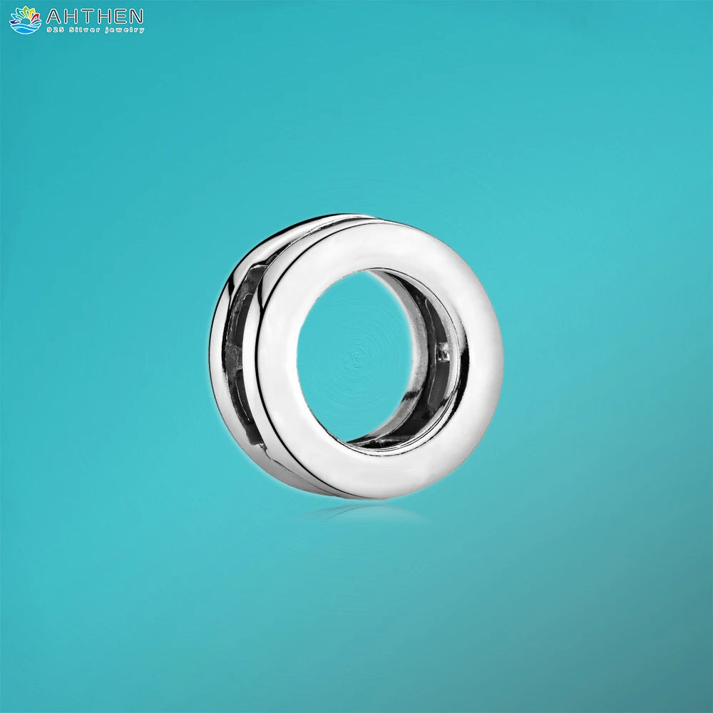 Ahthen 925 Sterling Silver Bead Silver Star Timeless Sparkle Heart Dangle Clip Charms fit Snake Chain Reflexions Bracelets