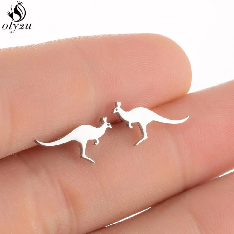 Korean Cute Stainless Steel Animal Earrings for Women Small Bat Octopus Fish Penguin Stud Earrings Trendy Jewelry Friends Gifts