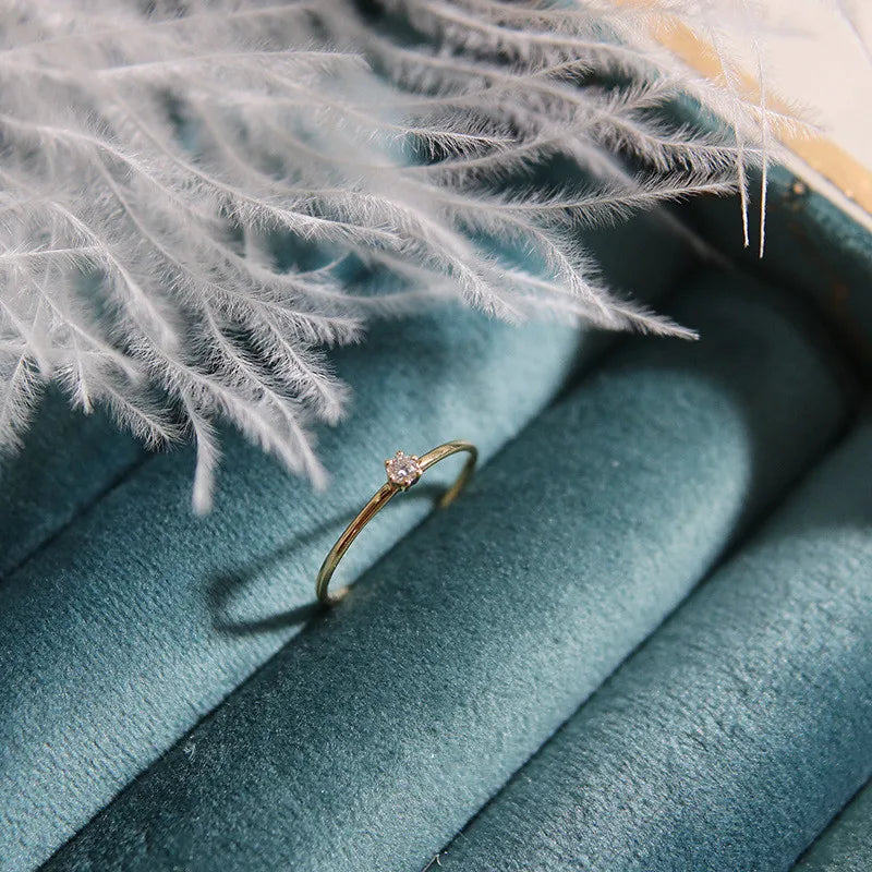 925 Sterling Silver Tail Ring Plating 14k Gold Korean Version Simple Diamond Fine Ring Women Proposal Jewelry Accessories