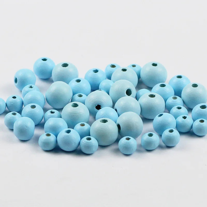 50~200 Stück Holzperlen Farbe 8/10/12mm Runde Kugel Spacer Perlen Naturholzperlen für Schmuckherstellung DIY Armband Finding