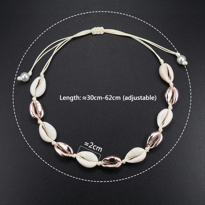 Natural Sea Shell Choker Chain Necklace for Women Bohemian Vintage Beach Conch Shell Braided Jewelry Wholesale Best Friend Gift