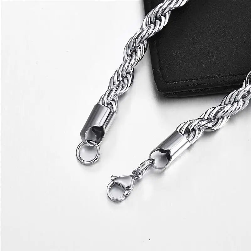 2mm-7mm Rope Chain Necklace Stainless Steel Never Fade Waterproof Choker Men Women Jewelry Gold Color Silver Color Chains Gift
