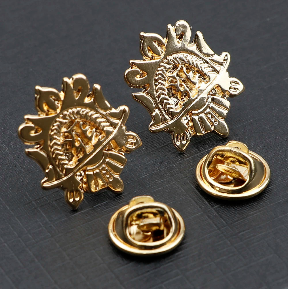 1 Pair Retro Lapel Pin Brooch Vintage Fashion Tree Leaf Collar Pin Hollowed Out Crown Shirts Suits Breastpin Jewelry Accessories
