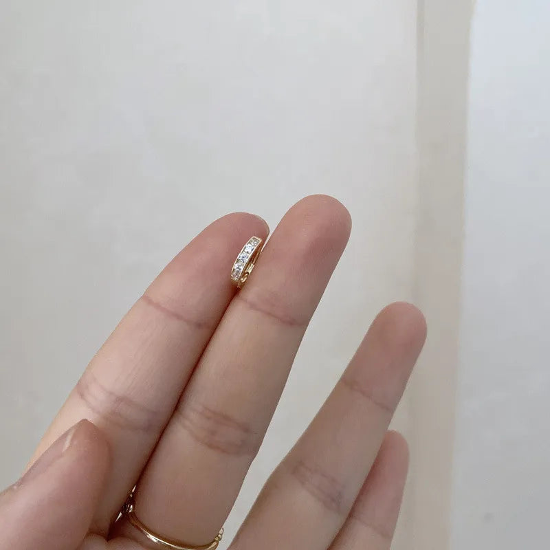 925 Sterling Silber Französisch Einfache Pavé Kristall Runde Ohrringe Frauen Vintage Palace Stil Edle Elegante Bankett Schmuck Geschenk