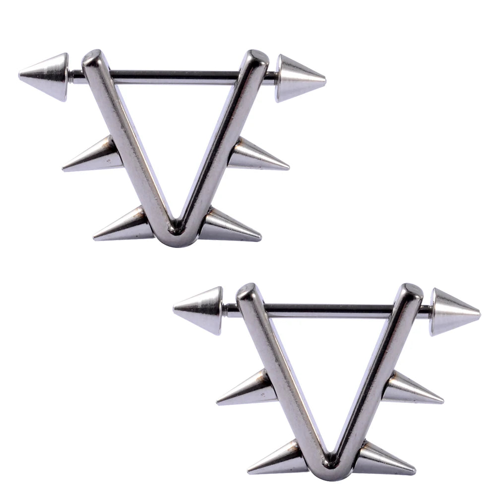 361L Surgical Steel Triangle Stirrup Nipple Shield Circular Nipple Shield with Spike End Piercing Nipple Shield Body Piercing