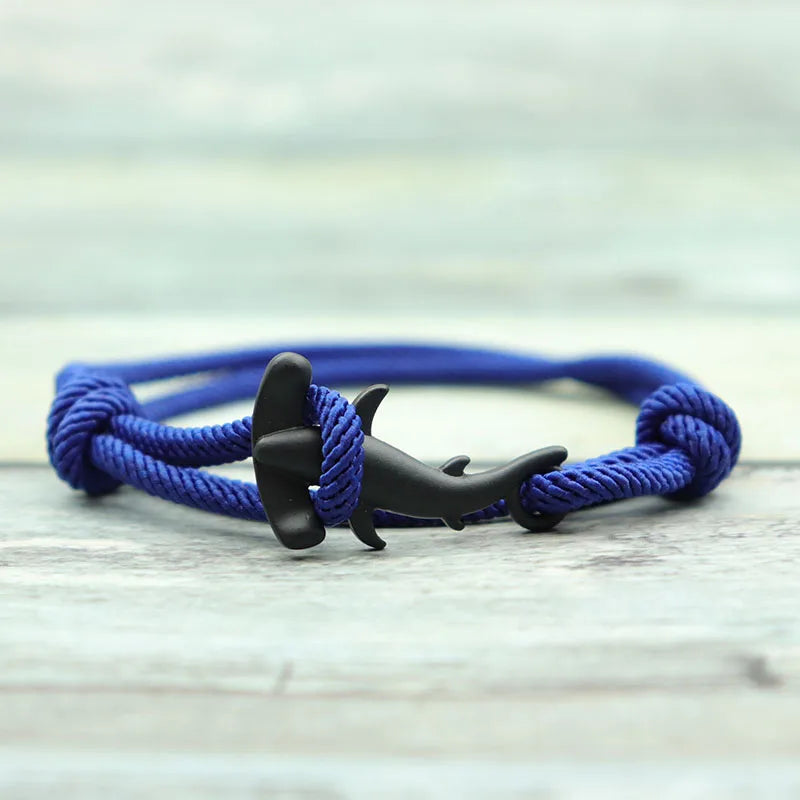 Noter Fashion Mens Bracelet Handmade Adjustable Marine Animals Shark Braclet Double Layer Cord Chain Surfing Braslet Beach Joias