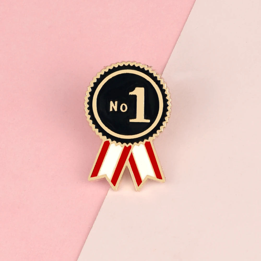 NO1 MEH Enamel Badges Kids First Place Award Brooch Women Personslity Brooches Men Coat Lapel Pins Bag Jewelry Gift For Friend