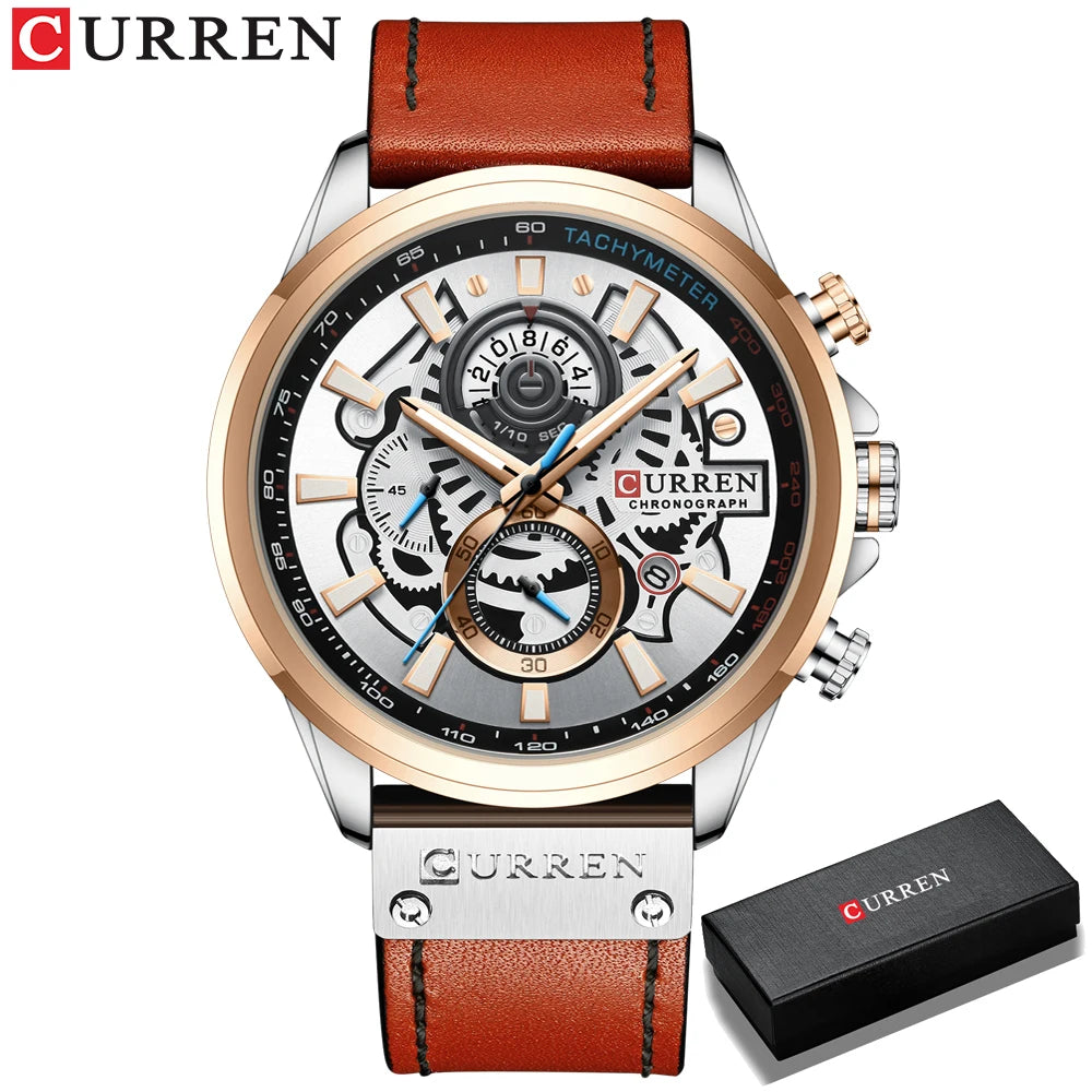 CURREN Fashion Male Watches Strap Sport Chronograph Wristwatch Creative Design Multifunctional Quartz Clock relogio masculino
