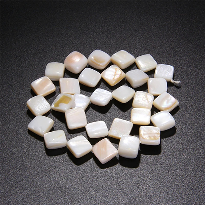 Natural White Mother of Pearl Shell Beads Oval Round Freshwater Shell Beads for Jewelry Making Necklace Bracelet DIY 15" - Madeinsea©
