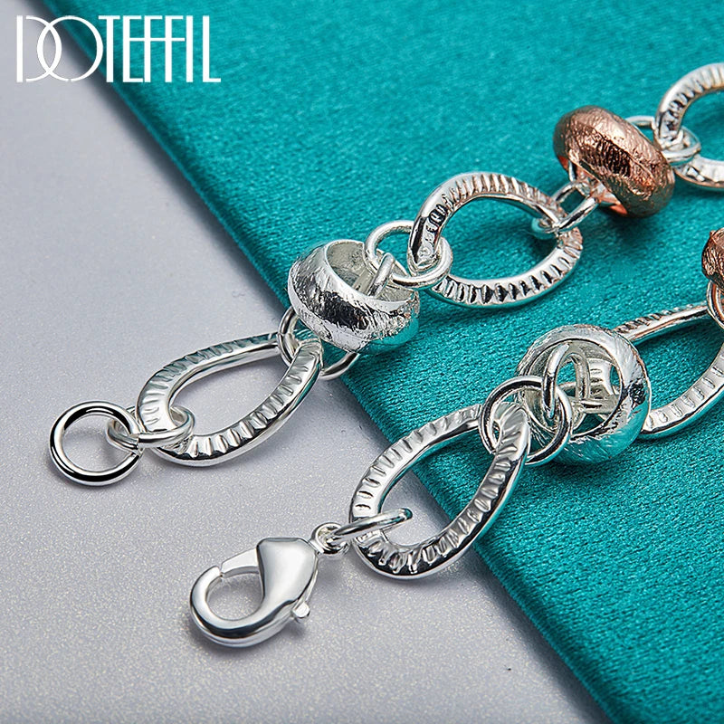 DOTEFFIL 925 Sterling Silver Heart Lock Clover Flower AAA Zircon Bracelet Chain For Women Wedding Engagement Charm Jewelry