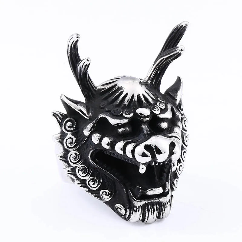 Beier New Fashion Domineering retro Cool Big Head Stainless Steel Animal Personality Huge Dragon Animal Ring BR8-890