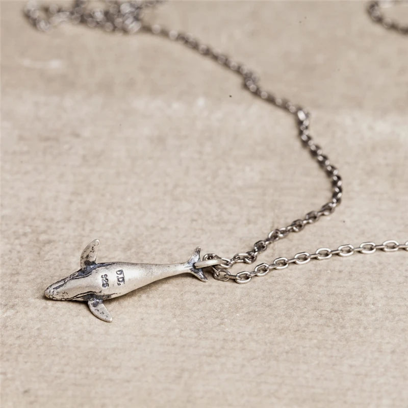 MKENDN Ocean Style 100% 925 Sterling Silver 52HZ Whale Pendant Necklace For Men Women Love Jewelry Gift