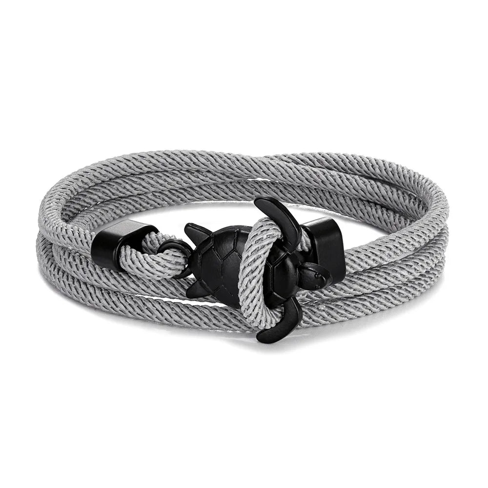 MKENDN Hand Braided Sea Turtle Viking Bracelet Charms Darkblue Rope For Men Women Beach Wristband Adjustable Jewelry Homme