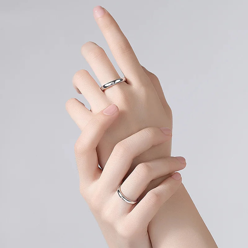 Buyee 925 Sterling Silber Dünner Ring Fingerring Hellweißer Zirkonia Ring Für Frau Mann Mode Hochzeit Edler Schmuck Kreis mit Box