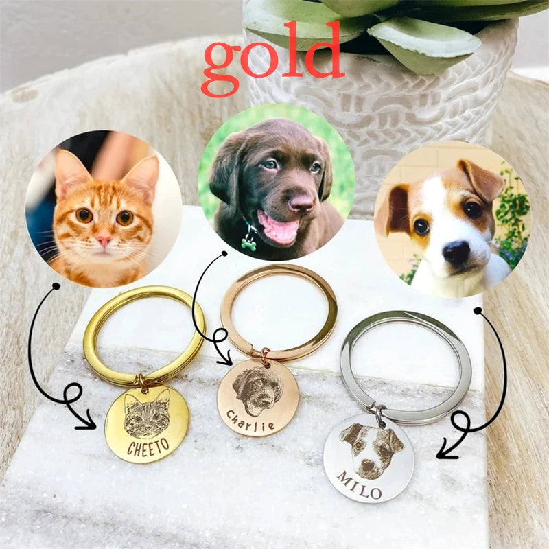 Personalized Pet Photo Disc Necklace For Women Tiny Cat dog Name Pendant Necklaces Custom Animal 316L Stainless Steel Jewelry - Madeinsea©