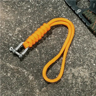 New Design Paracord Keychain stainless steel U-shaped Buckle Hand-woven keychain Wrist Anti-lost Rope Emergency Survival Tool